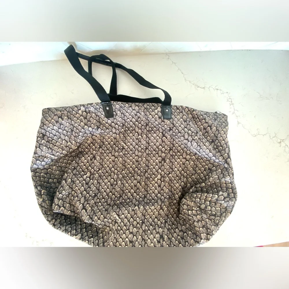 Coach Snake Print Weekender Packable Tote and Large Pouch Set in Gunmetal - Picture 4 of 15